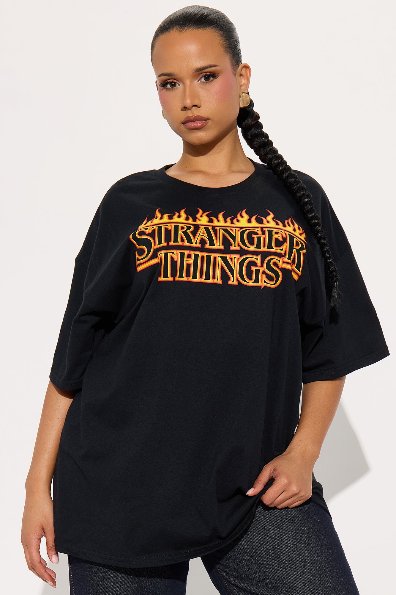 Stranger Things Oversized Tee - Black