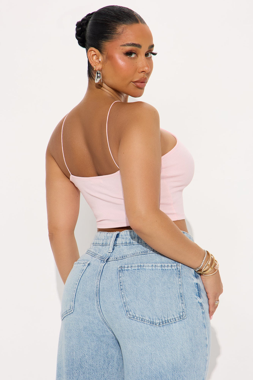 Vivienne Ribbed High Neck Top - Pink