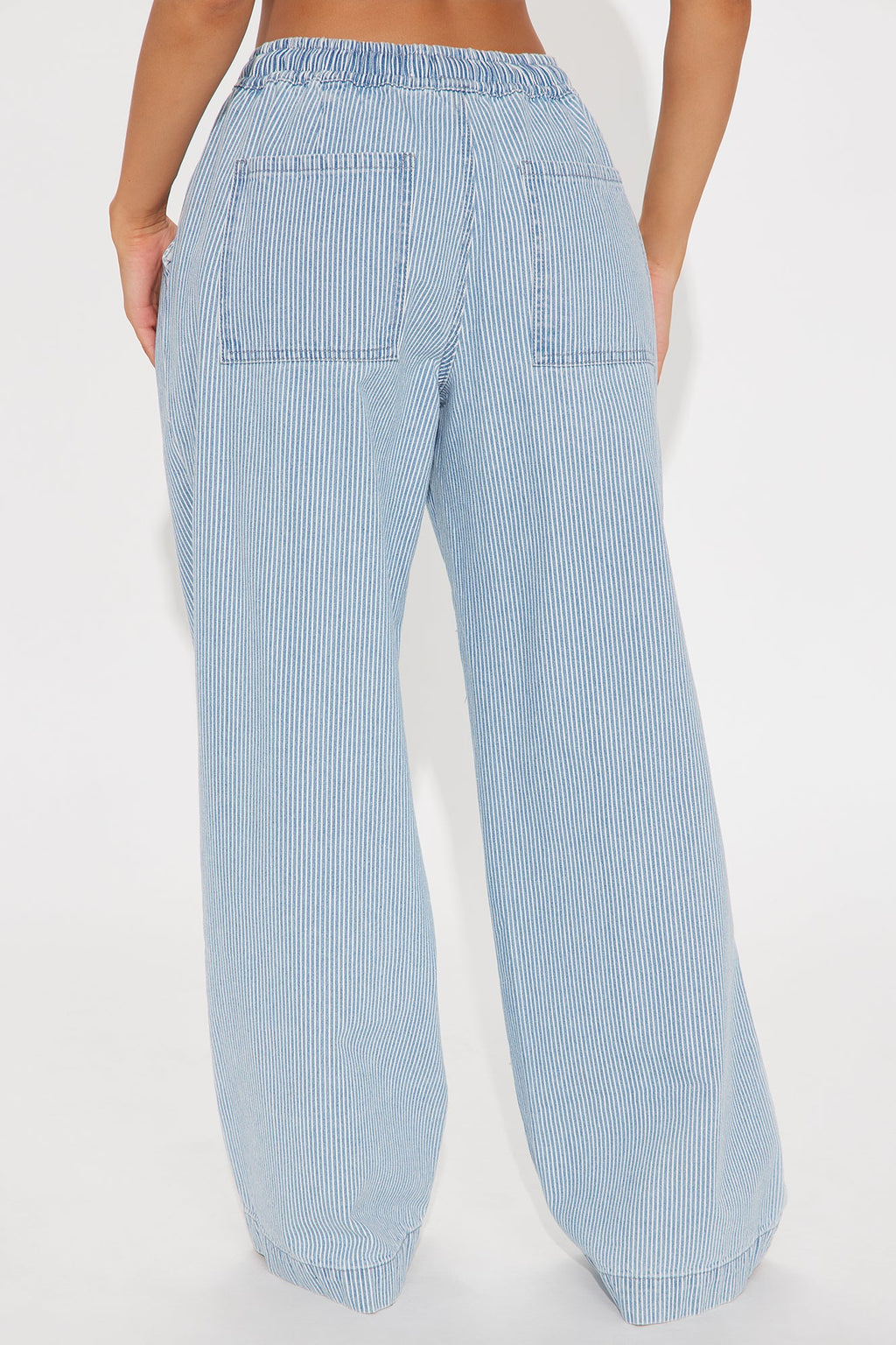 Seawalk Striped Pull On Wide Leg Jeans - Light Blue