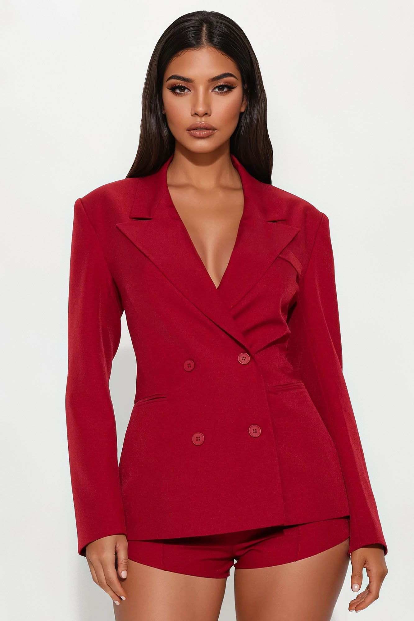Chloe Double Breasted Blazer - Red