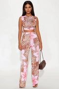 Wild Bloom Leopard Pant Set - Pink/combo