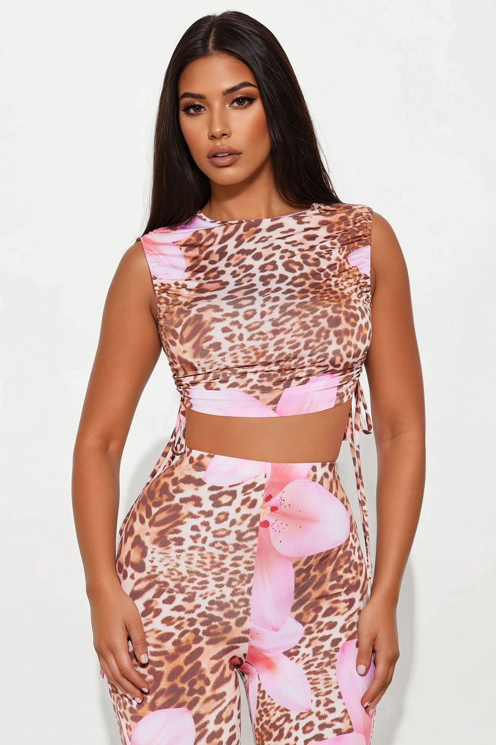 Wild Bloom Leopard Pant Set - Pink/combo