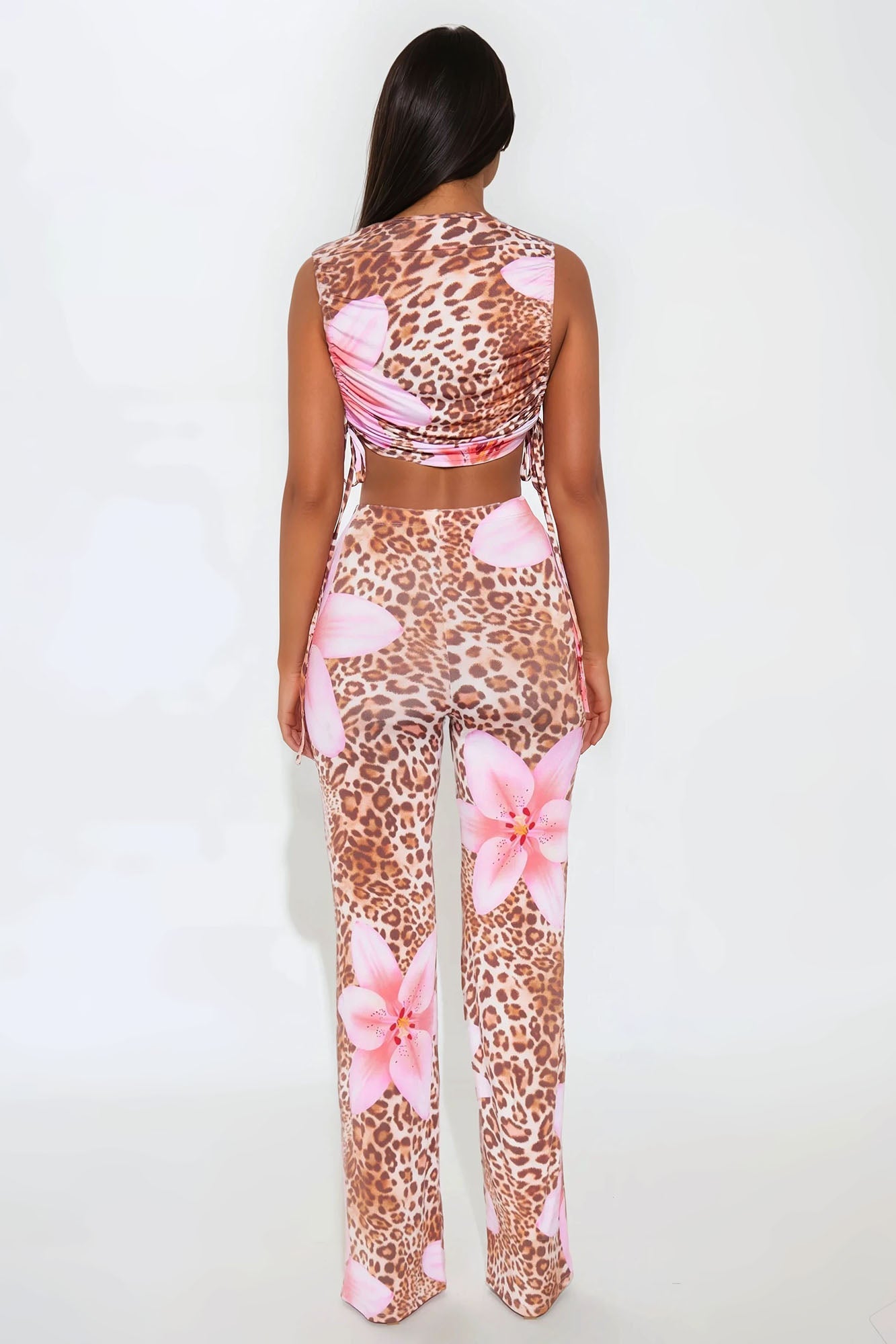 Wild Bloom Leopard Pant Set - Pink/combo