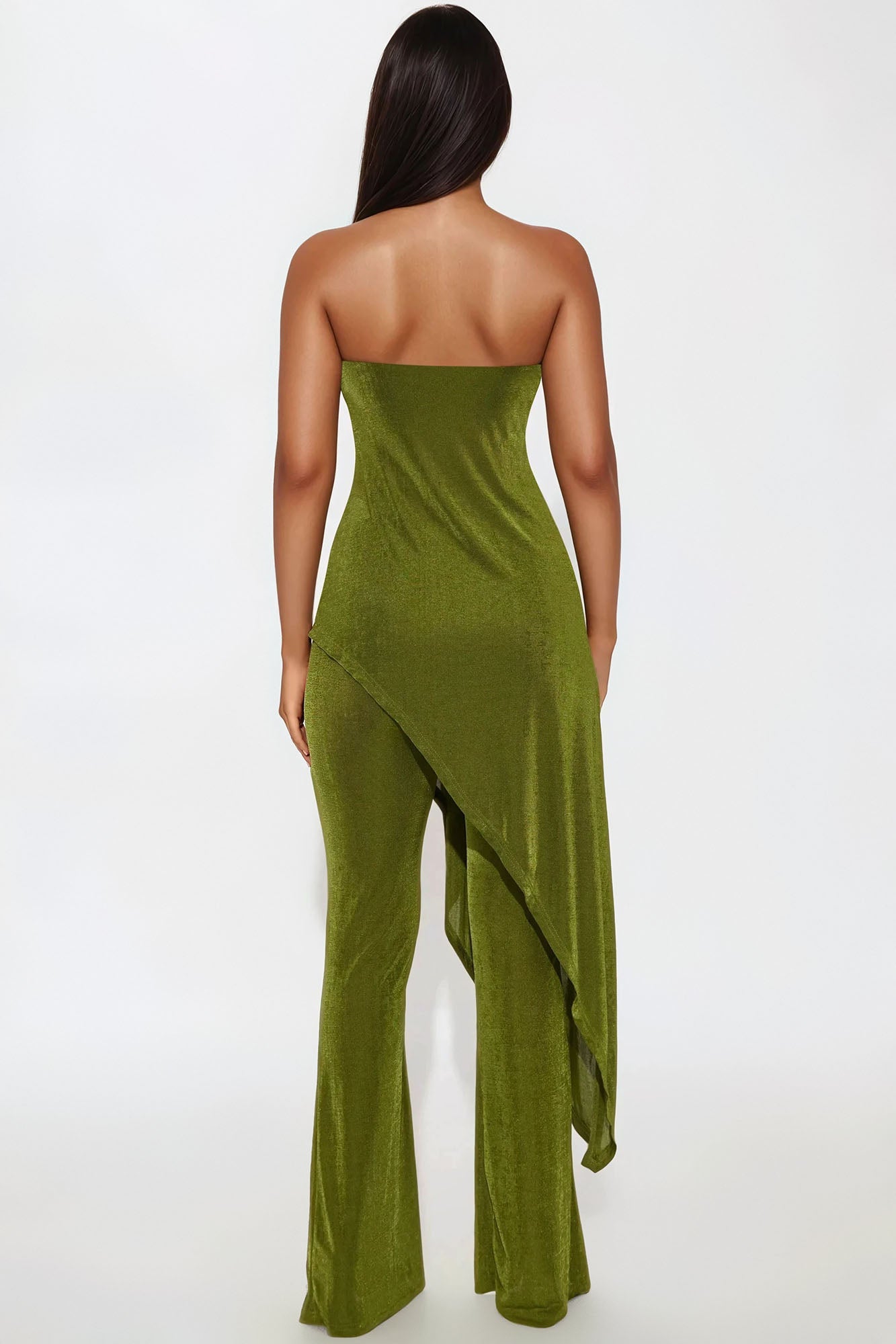 Lea Asymmetrical Top And Pant Set - Olive