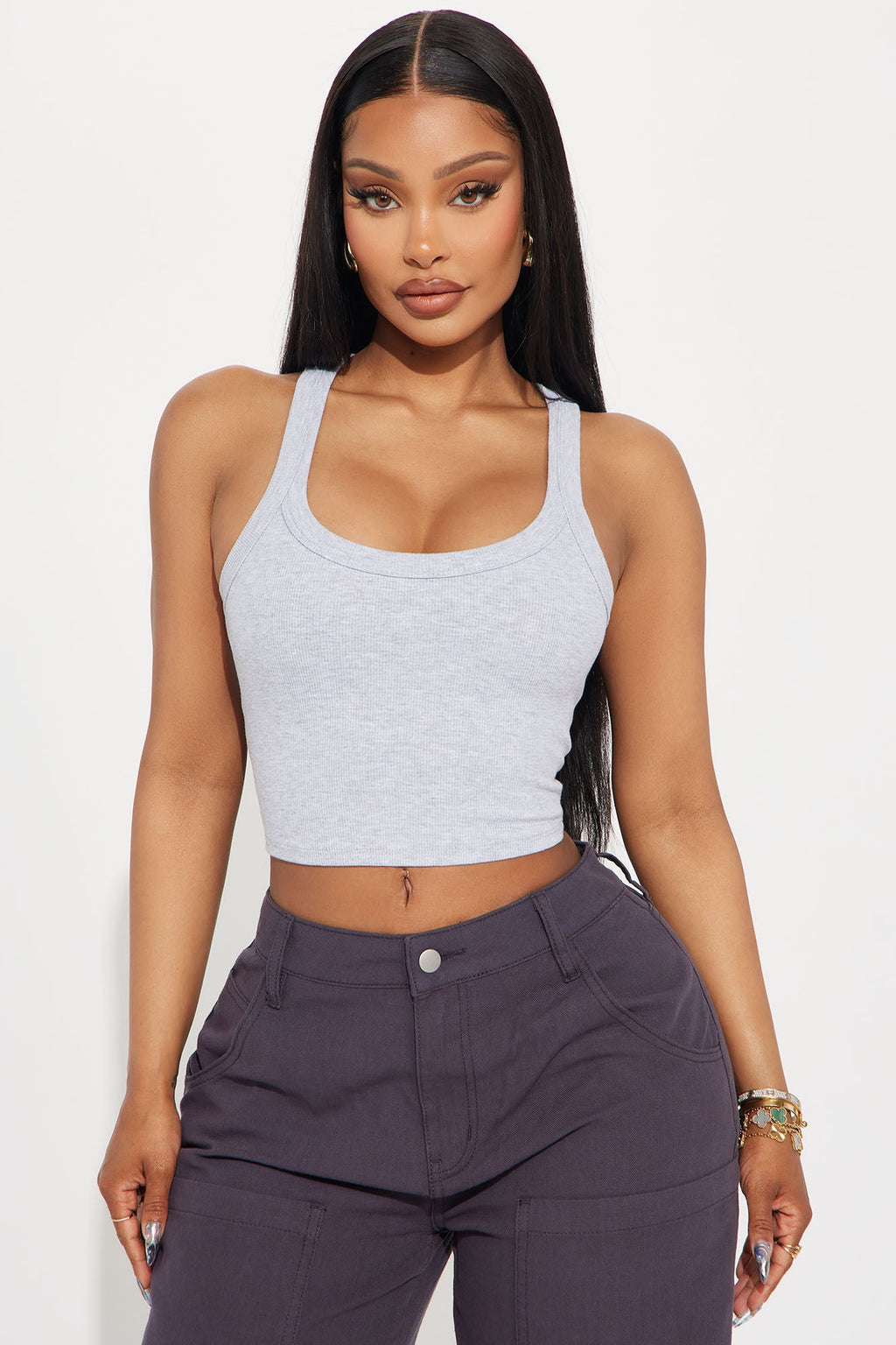 Teresa Scoop Neck Tank Top - Heather Grey