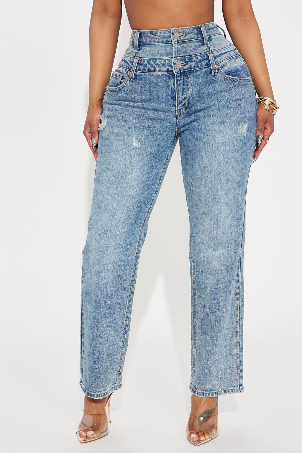 Can't Miss Cropped Stretch Straight Leg Jeans - Medium Wash