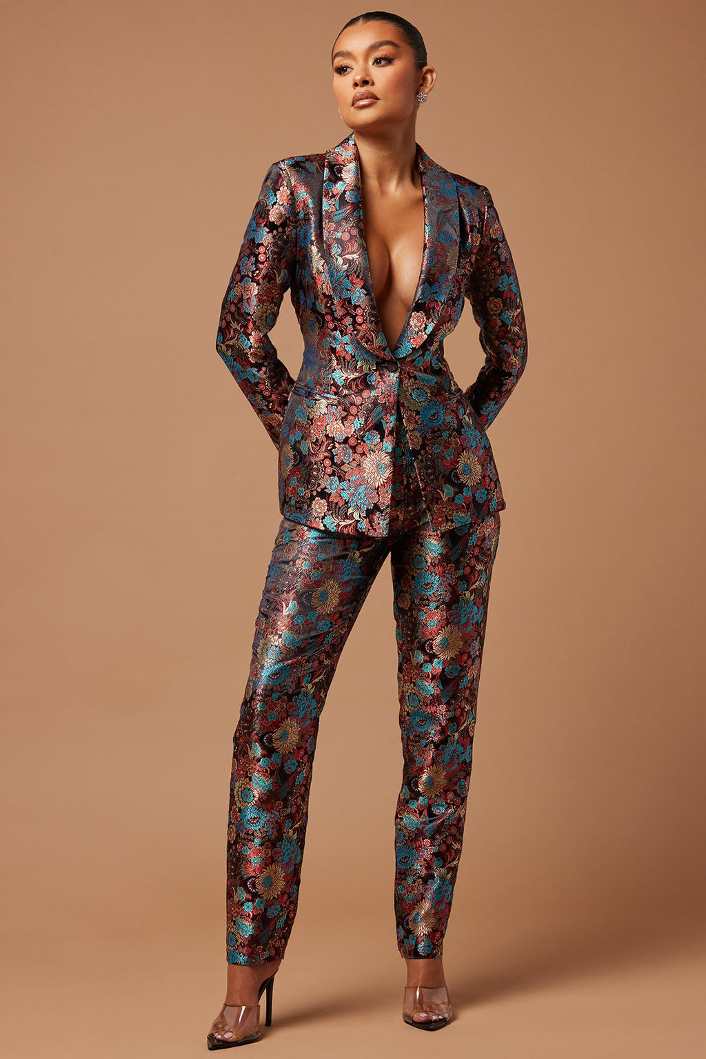 Pretty In Pink Embroidered Suit Set - Black