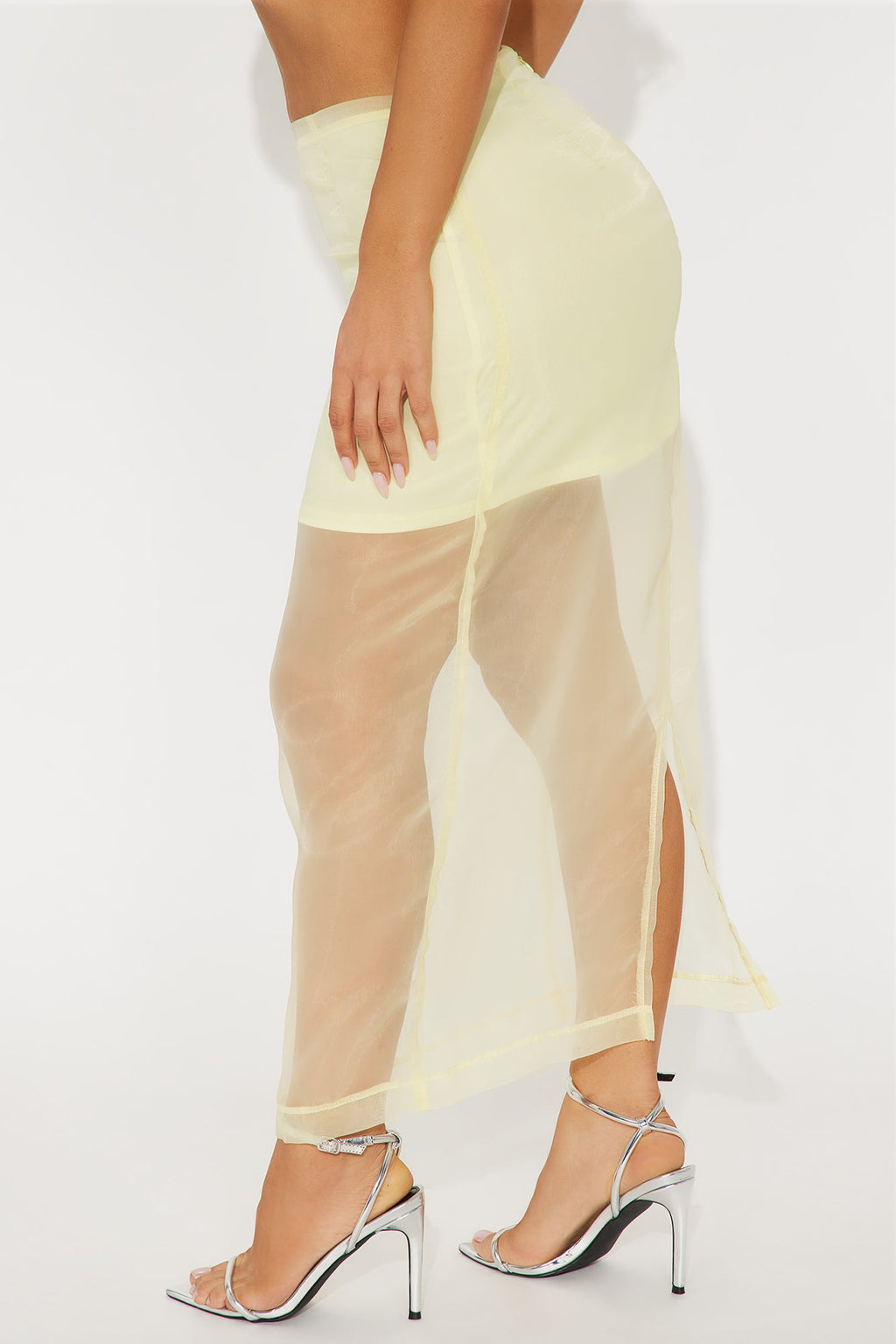 Kiera Organza Sheer Midi Skirt - Butter Yellow