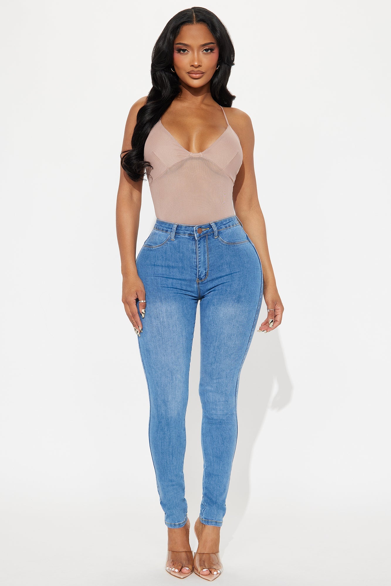Classic Belle High Rise Booty Lifter Skinny Jeans - Medium Blue Wash