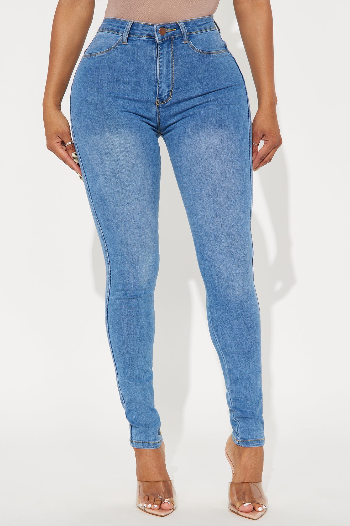 Classic Belle High Rise Booty Lifter Skinny Jeans - Medium Blue Wash