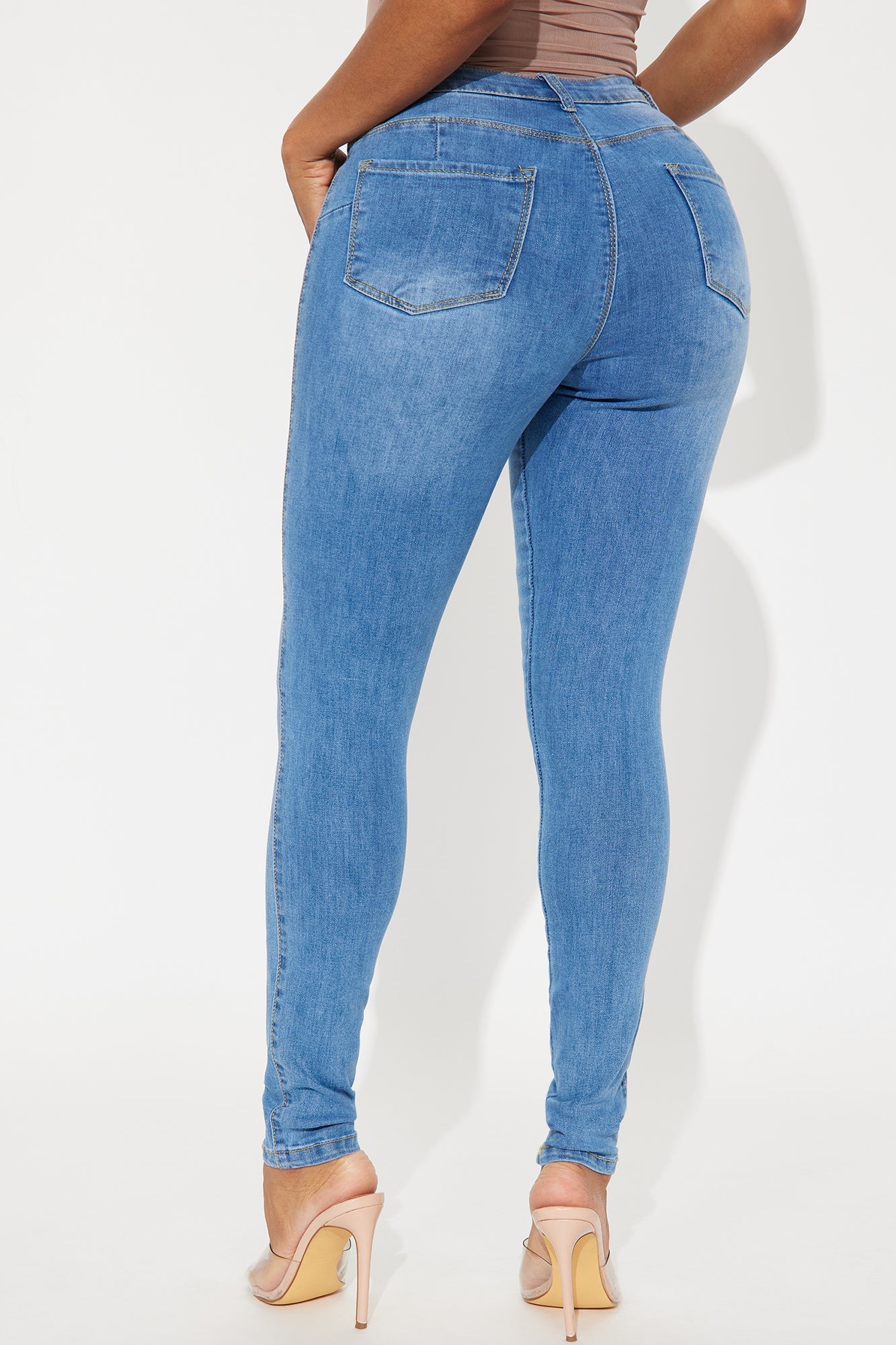 Classic Belle High Rise Booty Lifter Skinny Jeans - Medium Blue Wash