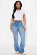 Giving Off Vibes Stretch Flare Jeans - Medium Wash