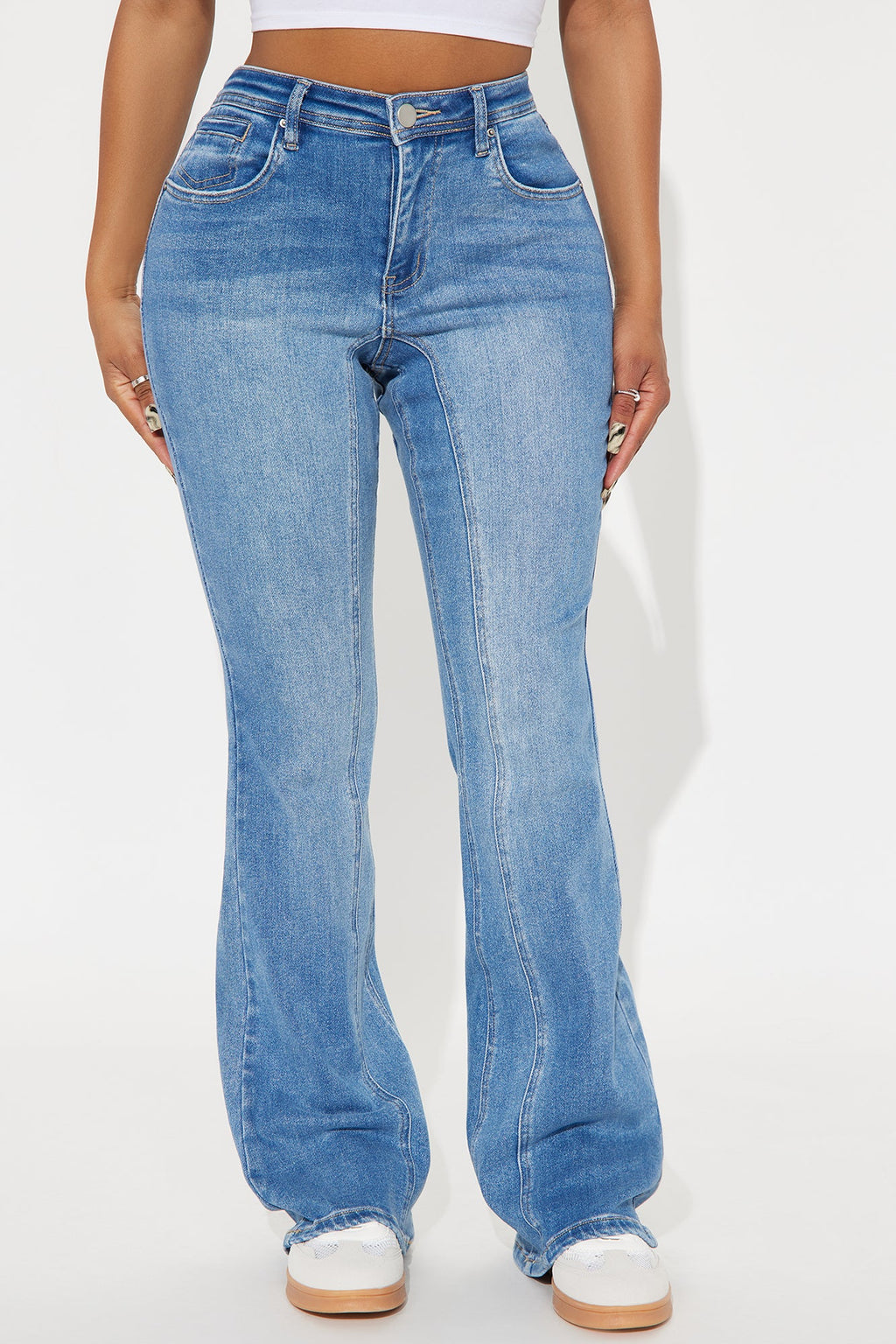 Giving Off Vibes Stretch Flare Jeans - Medium Wash