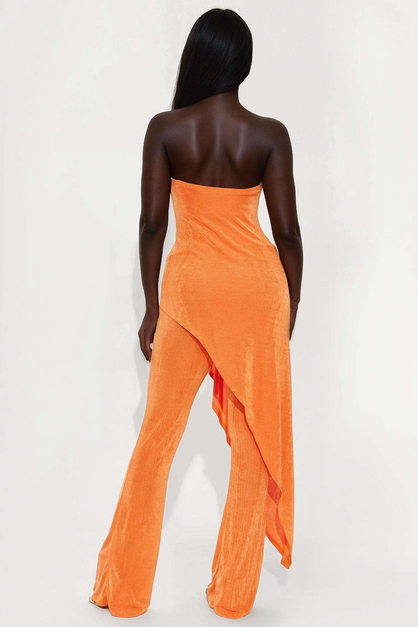 Lea Asymmetrical Top And Pant Set - Orange