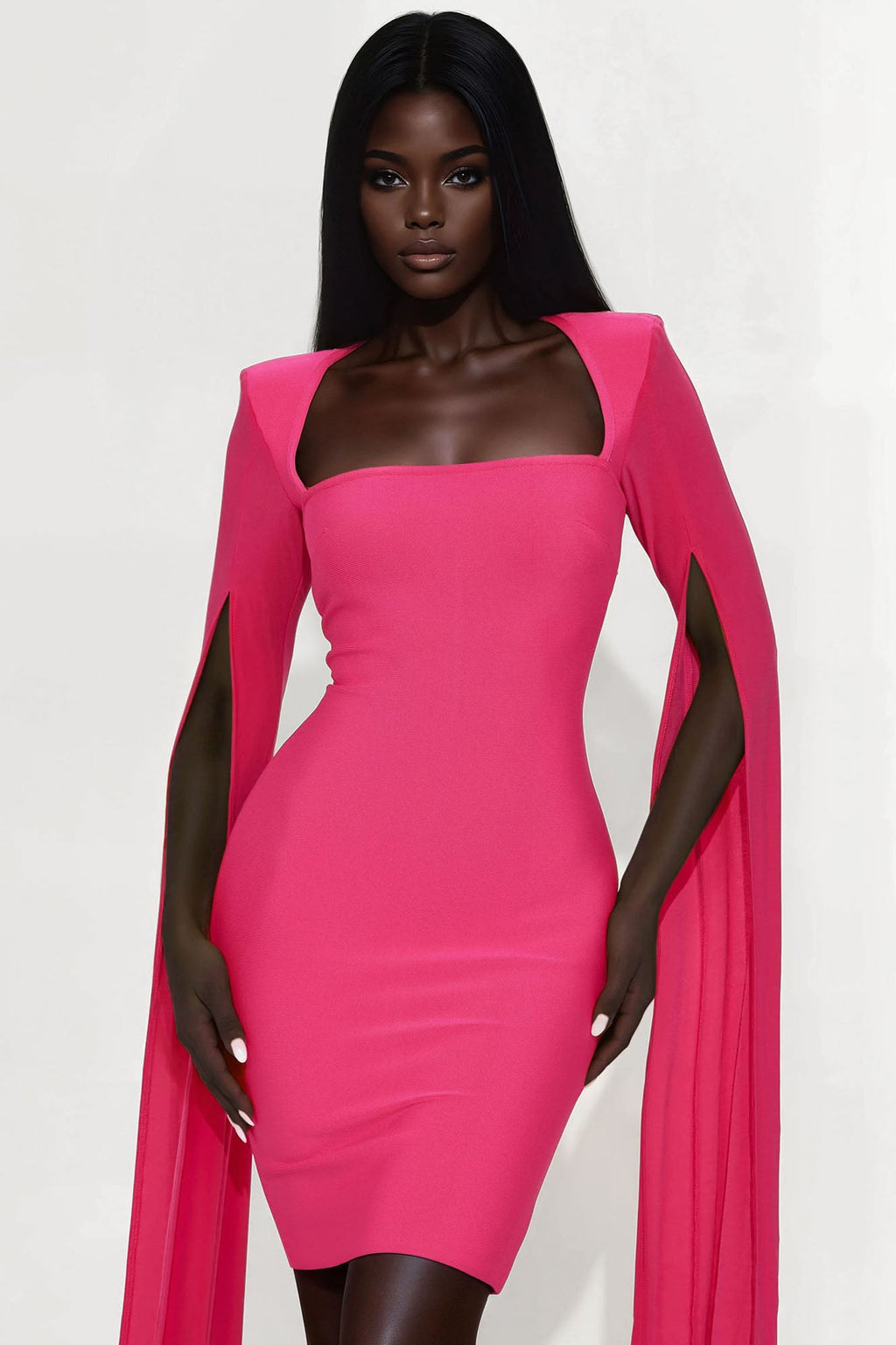 Mindset Is Everything Bandage Midi Dress - Hot Pink