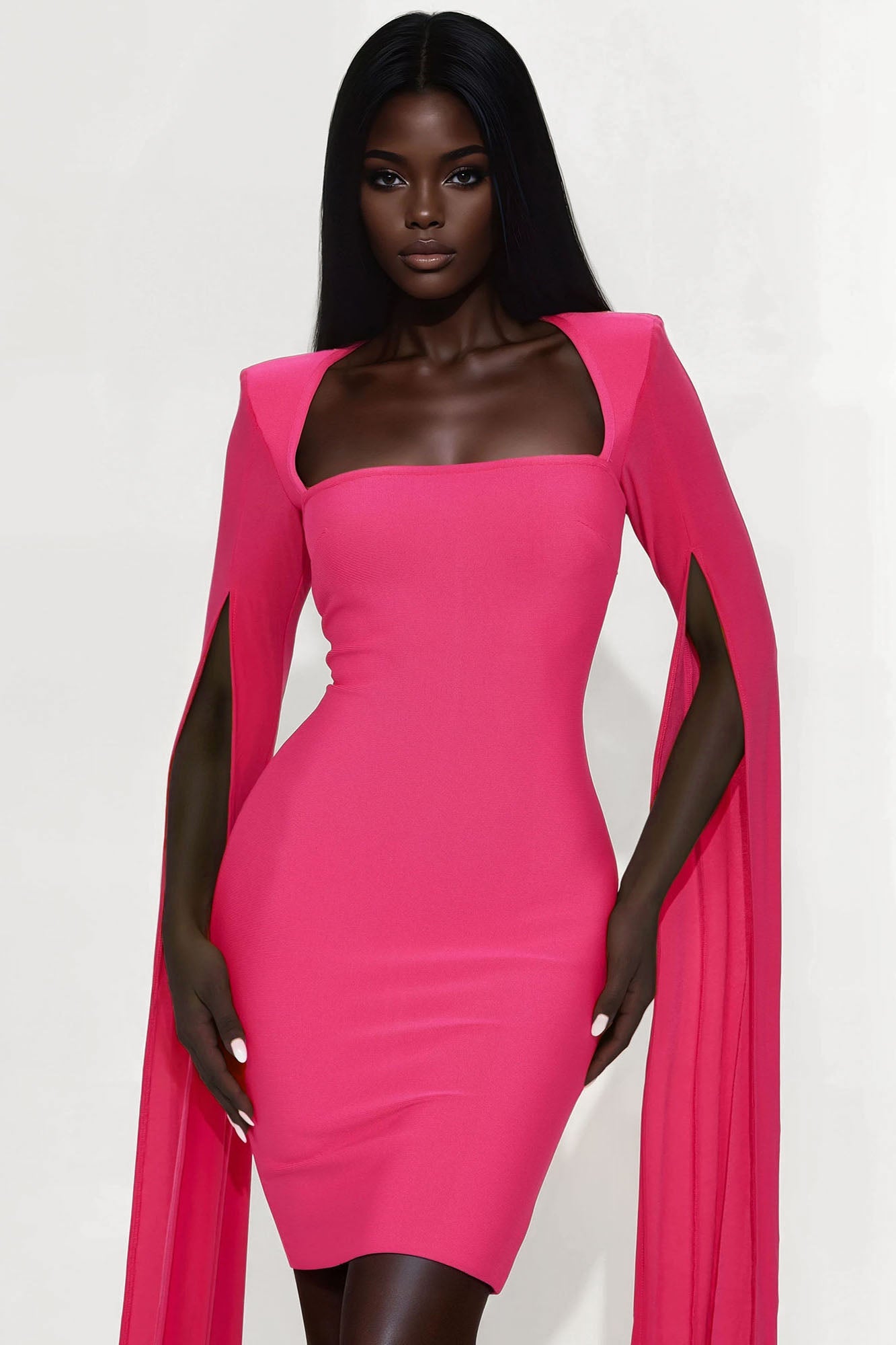 Mindset Is Everything Bandage Midi Dress - Hot Pink