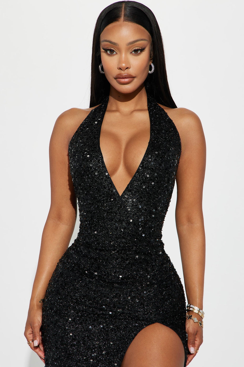 Hailie Sequin Maxi Dress - Black