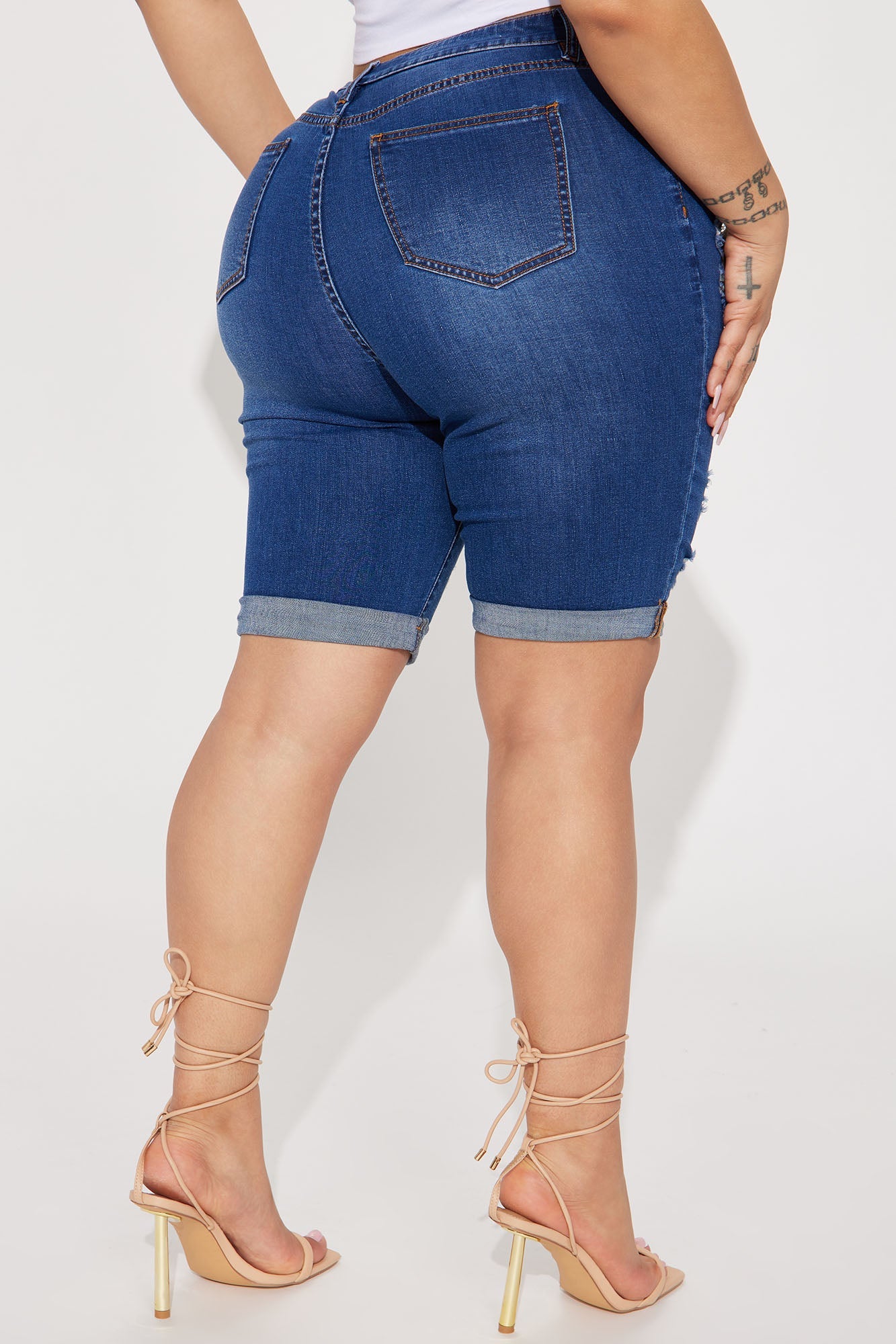 Acting Nice Stretch  Denim Bermuda Shorts - Dark Wash