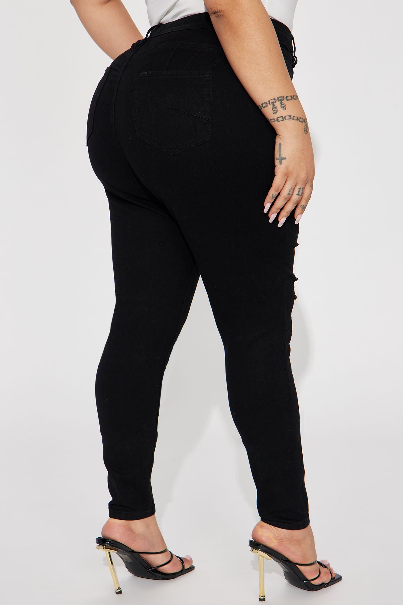 Miami Booty Lifting Ripped High Rise Stretch Skinny Jeans - Black