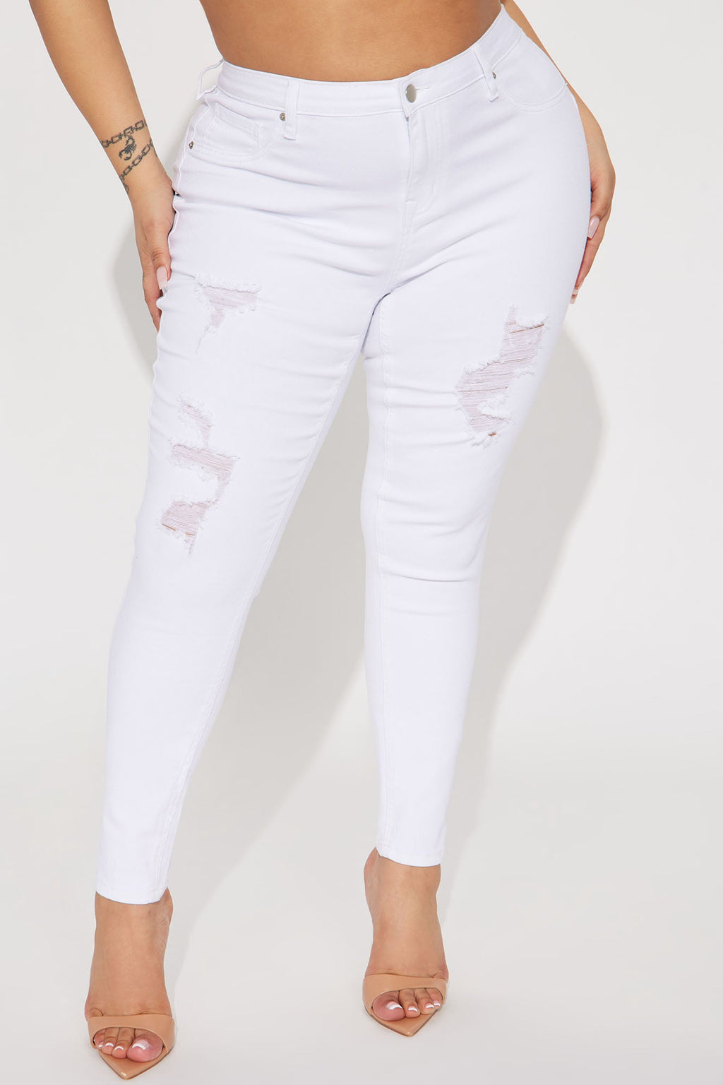 Tampa Booty Lifting Ripped Mid Rise Stretch Skinny Jeans - White