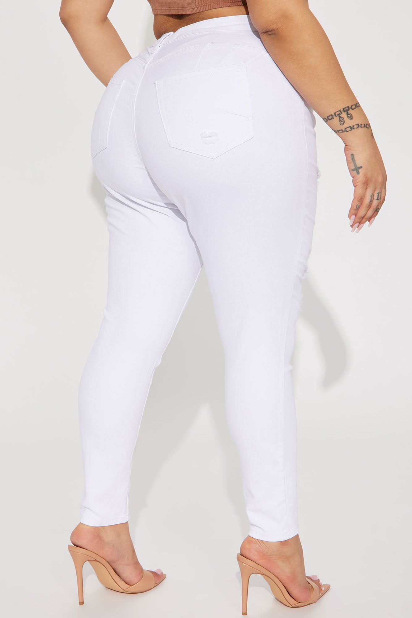 Tampa Booty Lifting Ripped Mid Rise Stretch Skinny Jeans - White