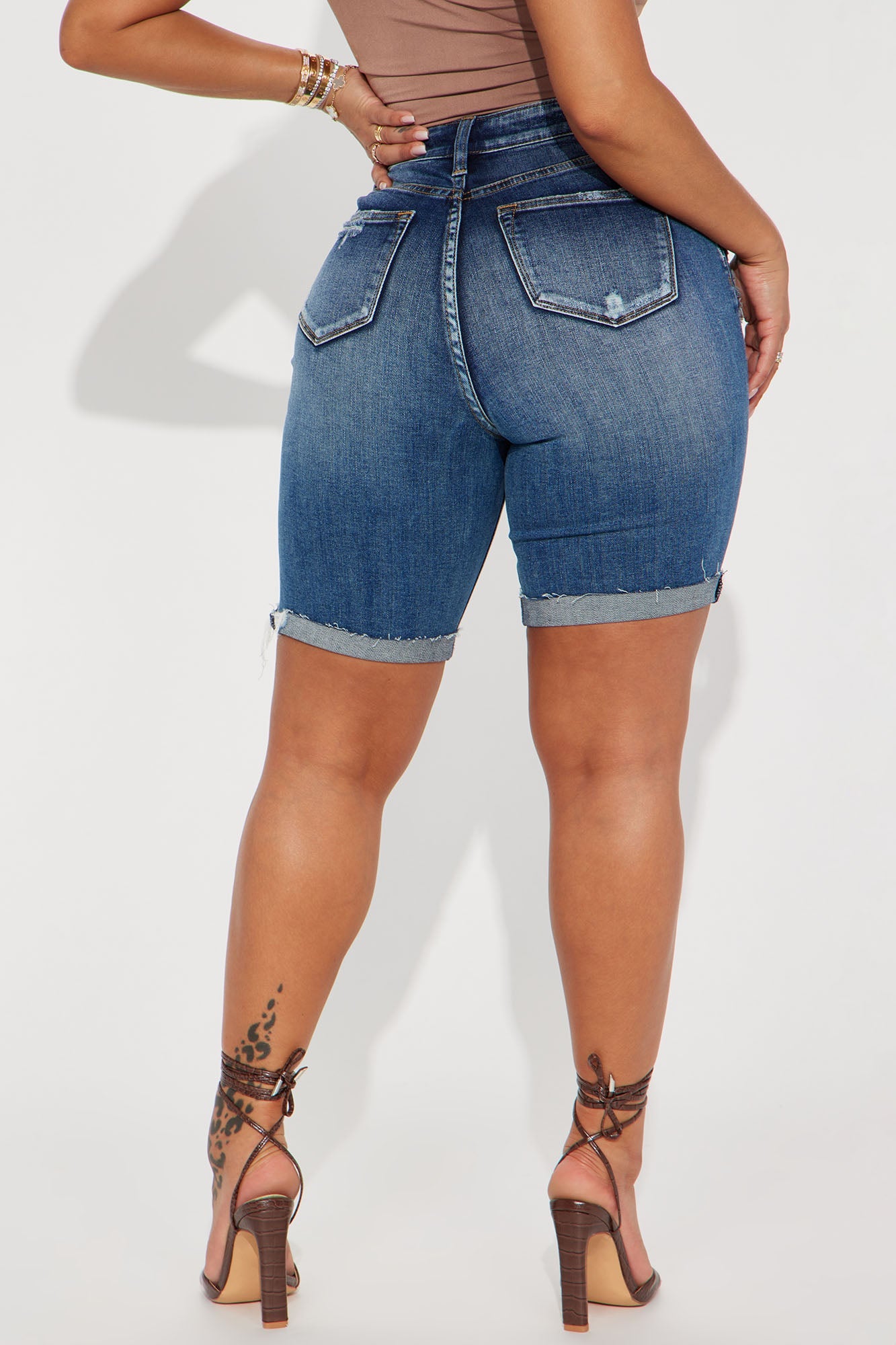 Almost There Stretch Denim Bermuda Shorts - Dark Wash