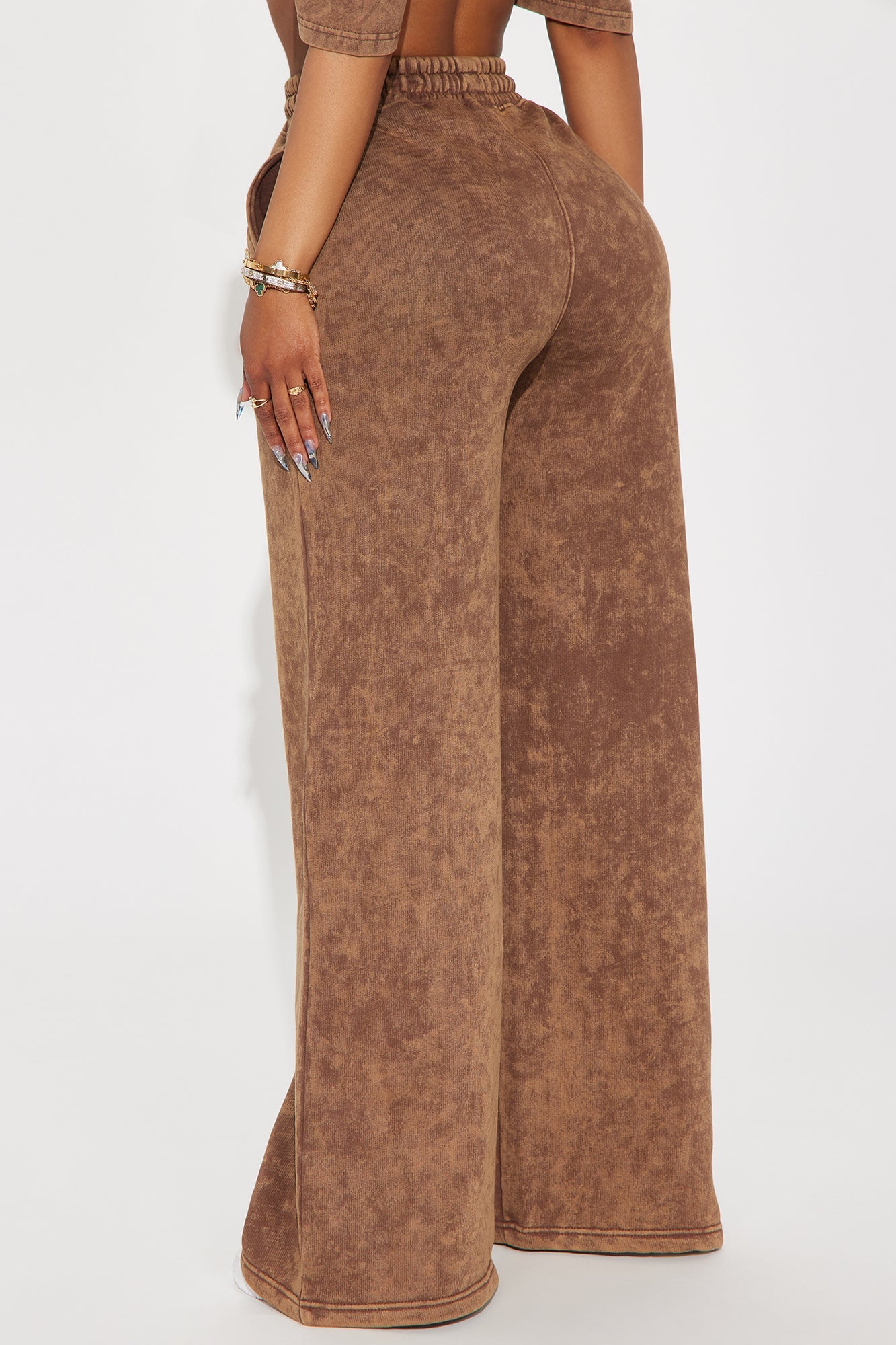 The Brooklyn Way Washed Wide Leg Pant - Brown Combo