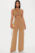 Mya Wide Leg Pant Set - Mocha