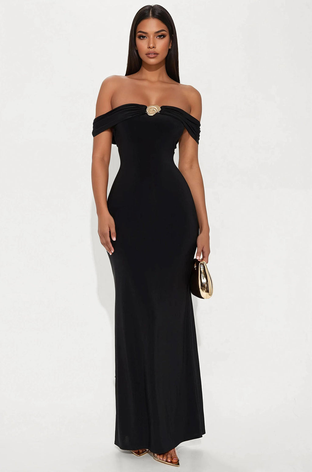 Ruby Off Shoulder Maxi Dress - Black