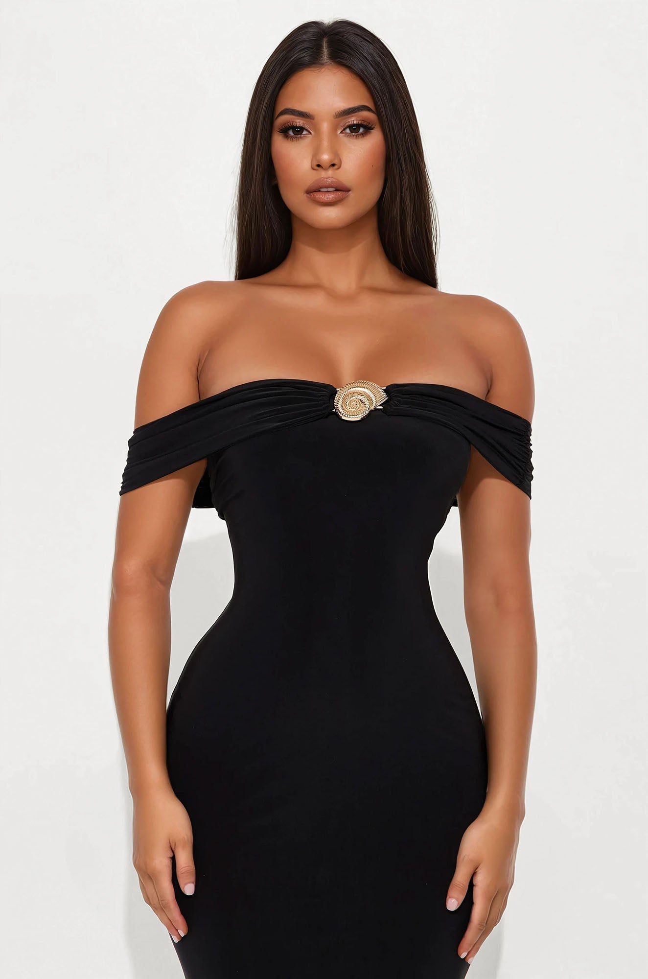 Ruby Off Shoulder Maxi Dress - Black