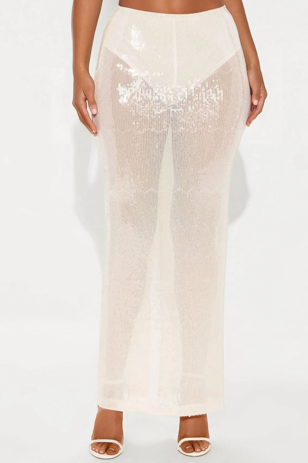 Delilah Sheer Sequin Maxi Skirt - Ivory