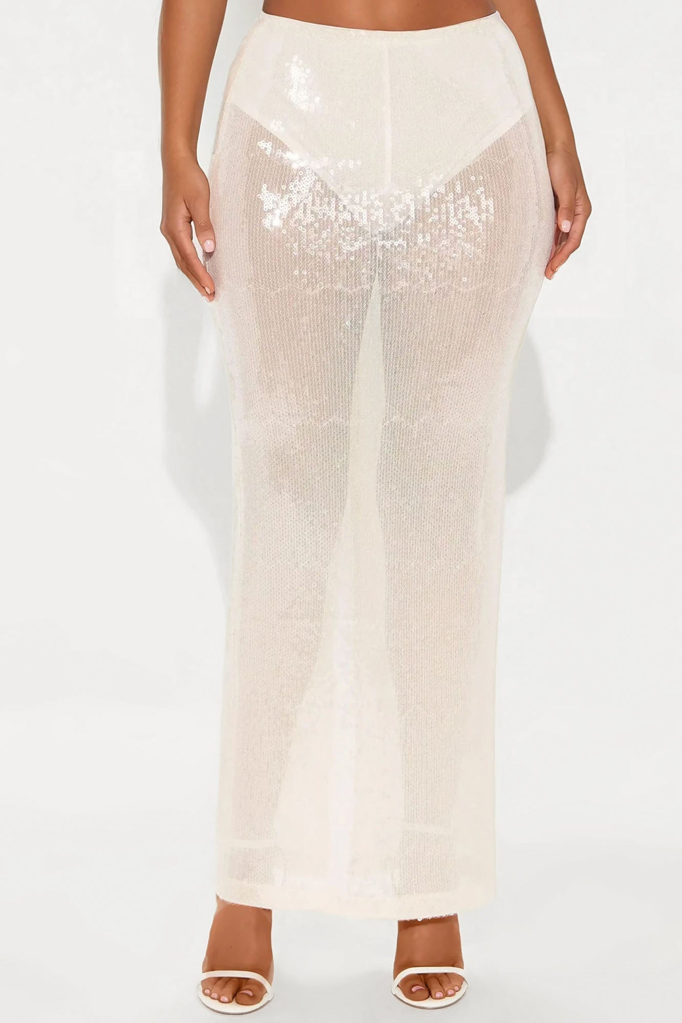 Delilah Sheer Sequin Maxi Skirt - Ivory