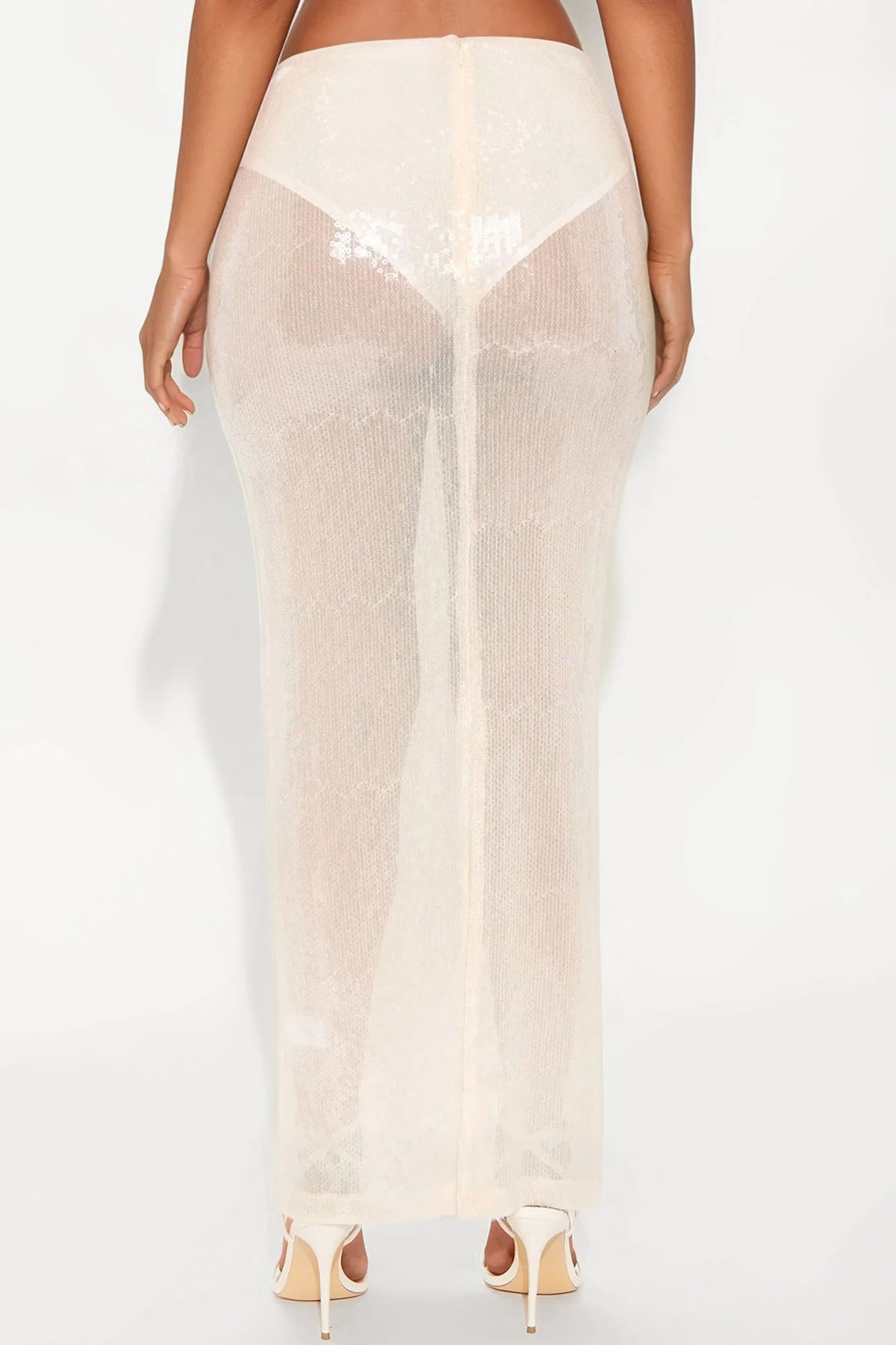 Delilah Sheer Sequin Maxi Skirt - Ivory
