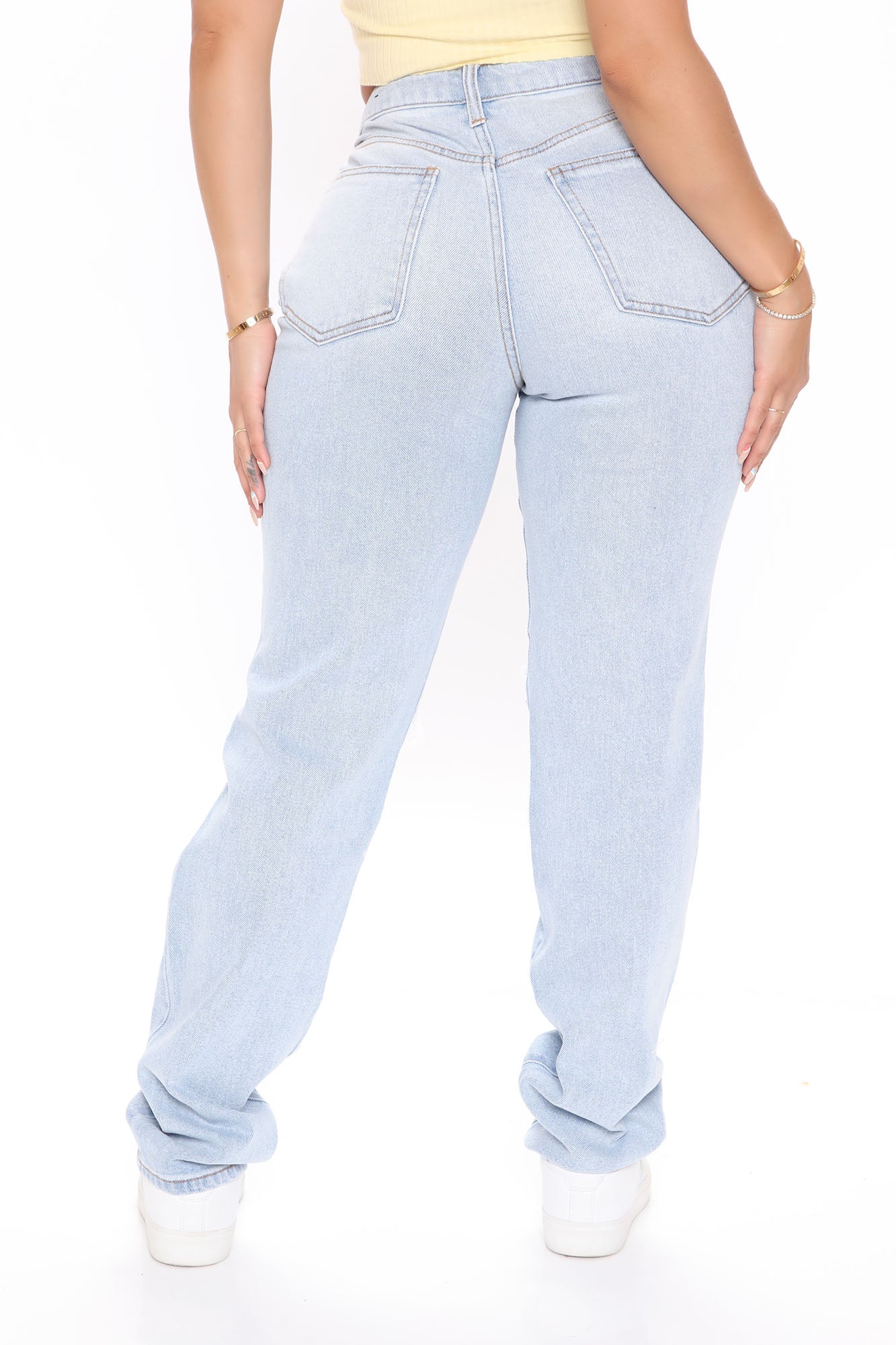 Favorite Getaway Destroyed Straight Leg Jeans - Light Blue Wash