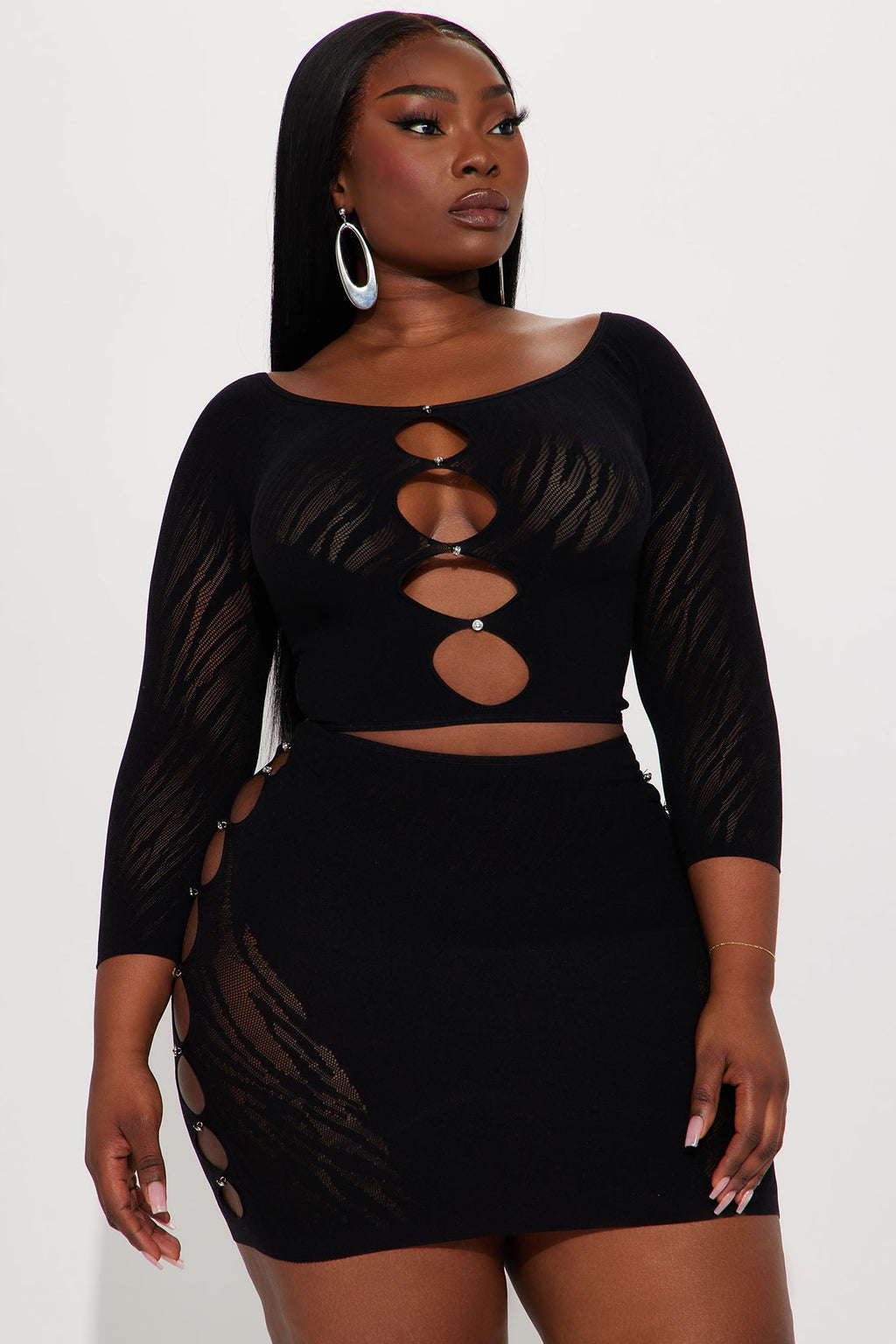 Made You Look Skirt Set - Black