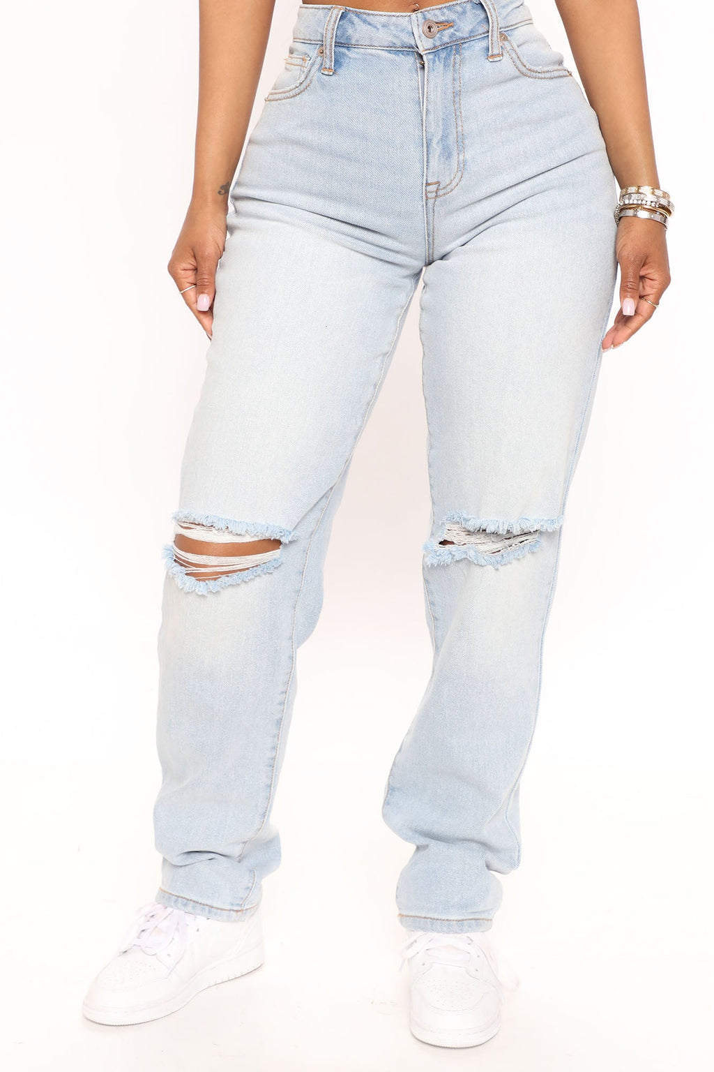 Beat Me To It Straight Leg Jeans - Light Blue Wash