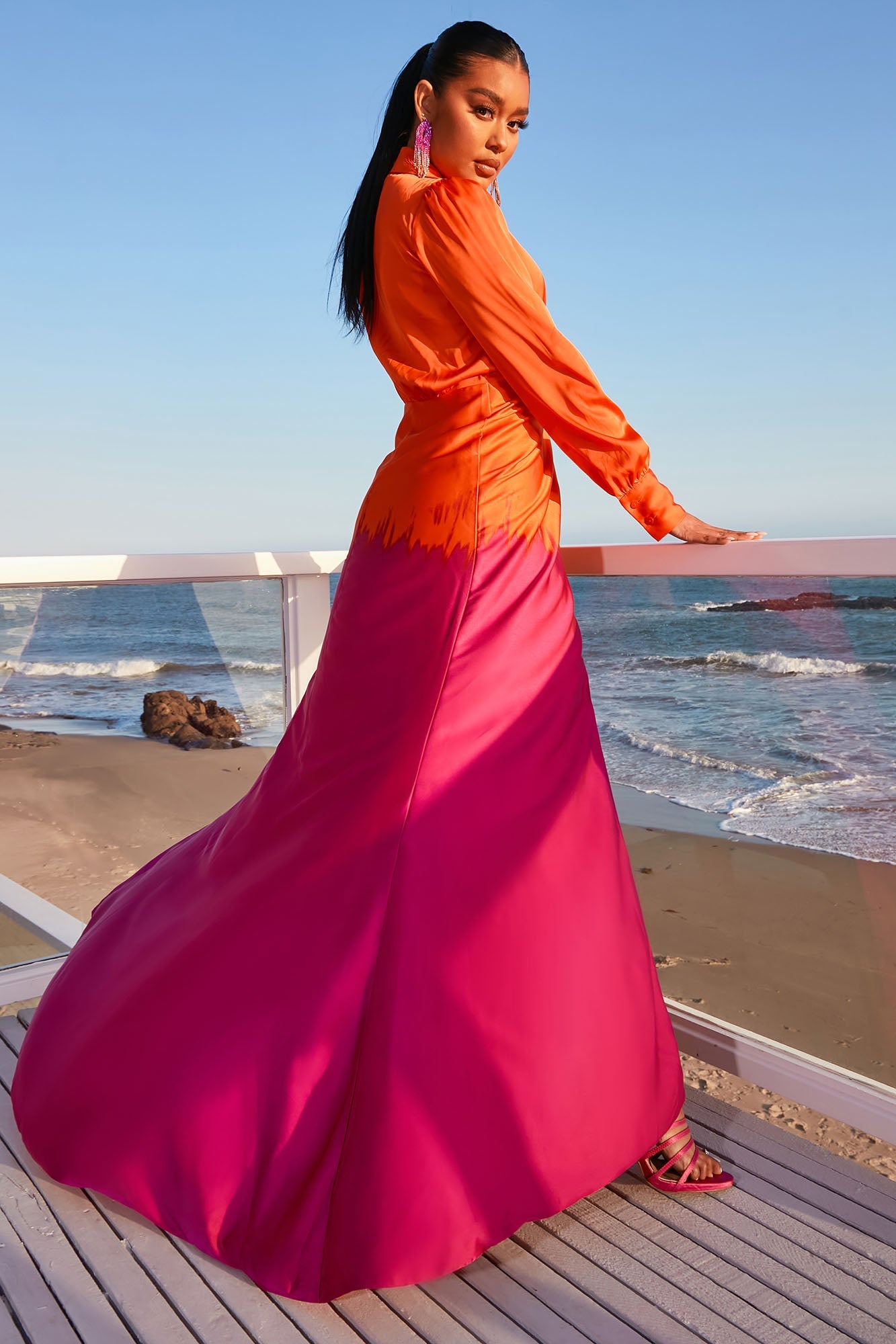 Melissa Ombre Maxi Dress - Orange/combo