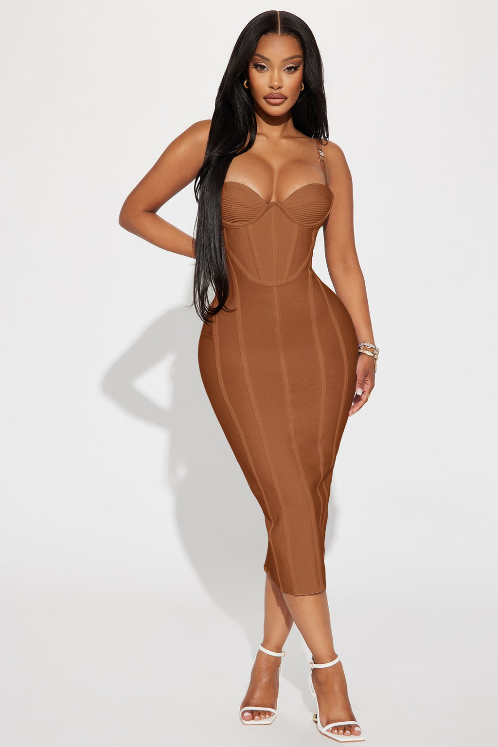 Victoria Bandage Midi Dress - Camel