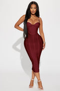 Victoria Bandage Midi Dress - Wine