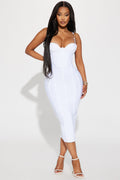 Victoria Bandage Midi Dress - White