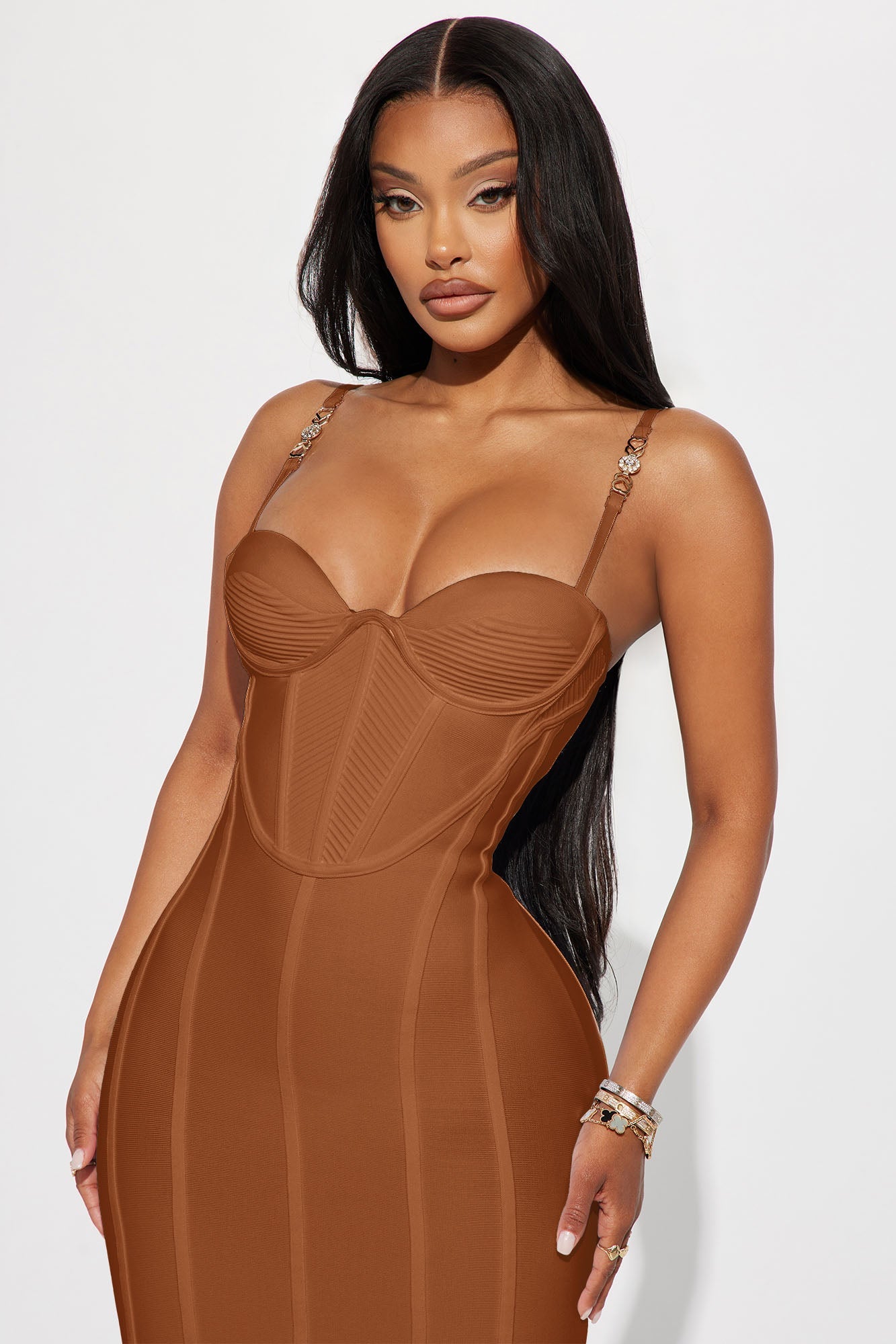 Victoria Bandage Midi Dress - Camel
