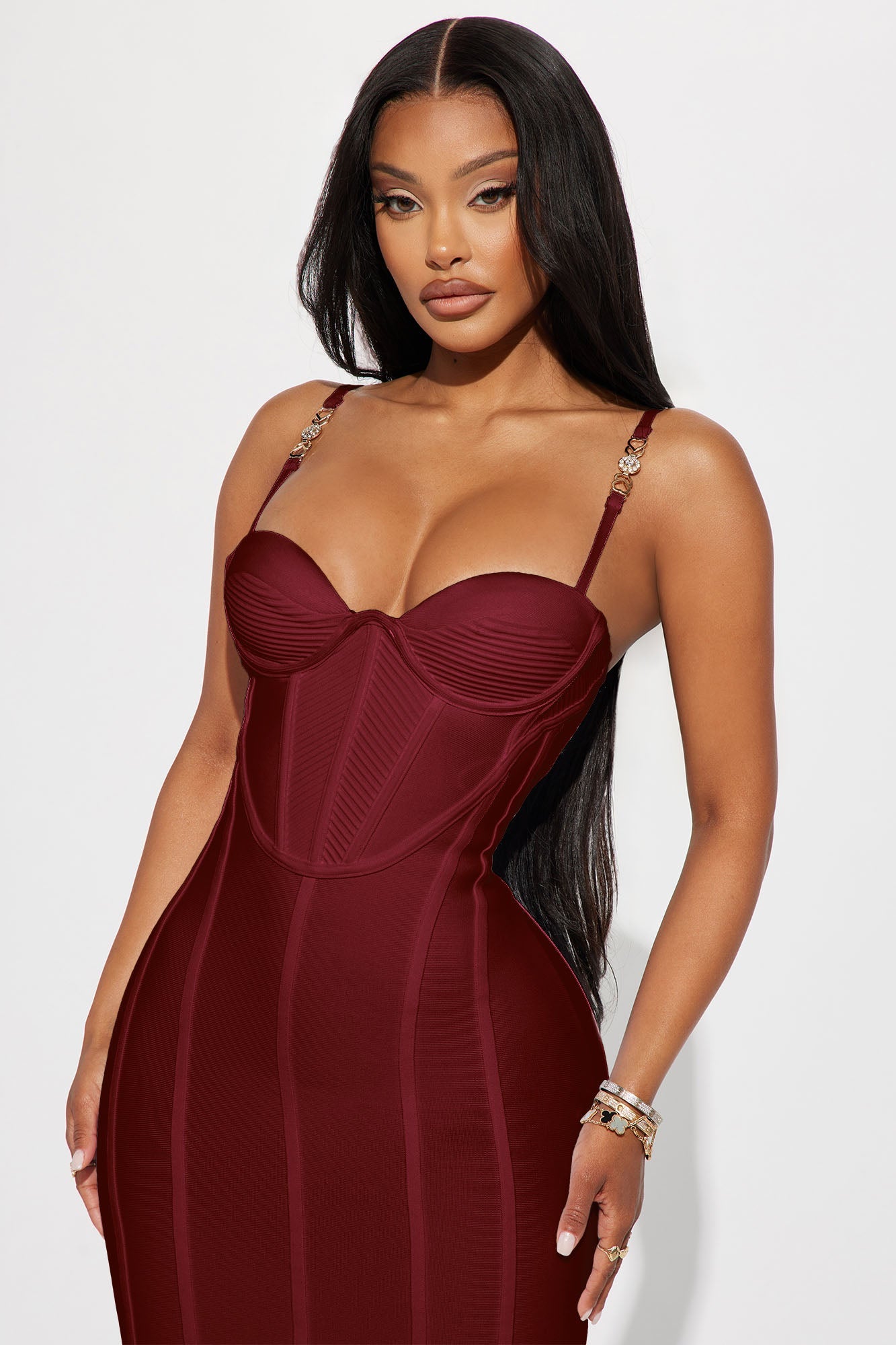 Victoria Bandage Midi Dress - Wine