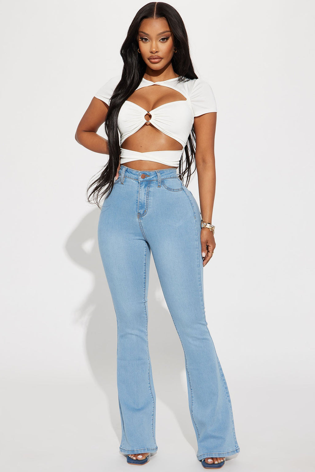 Deep In My Soul Flare Jeans - Light Blue Wash