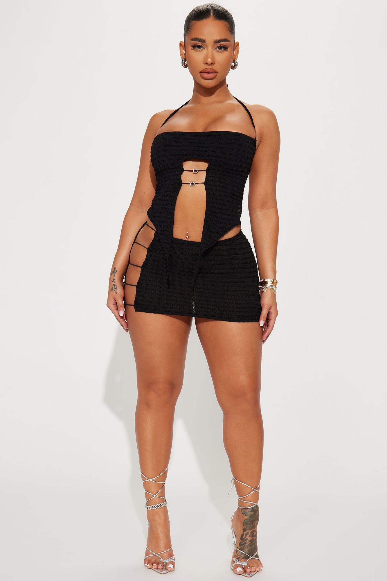 Stopping Traffic Micro Mini Skirt Set - Black