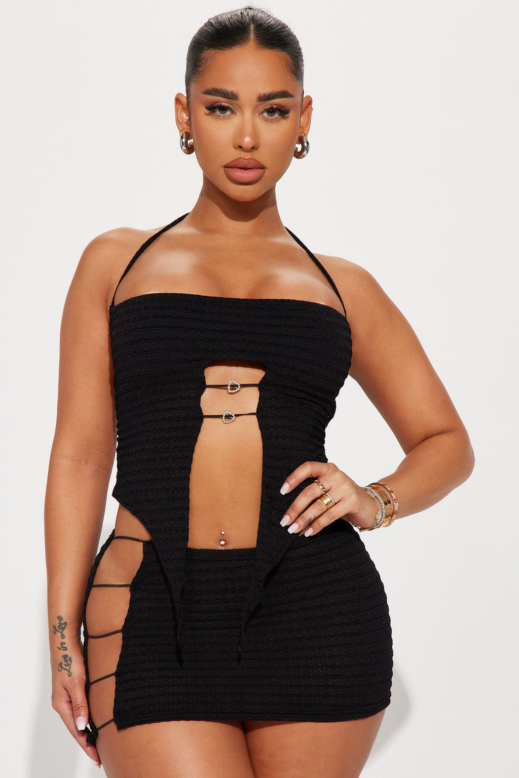 Stopping Traffic Micro Mini Skirt Set - Black