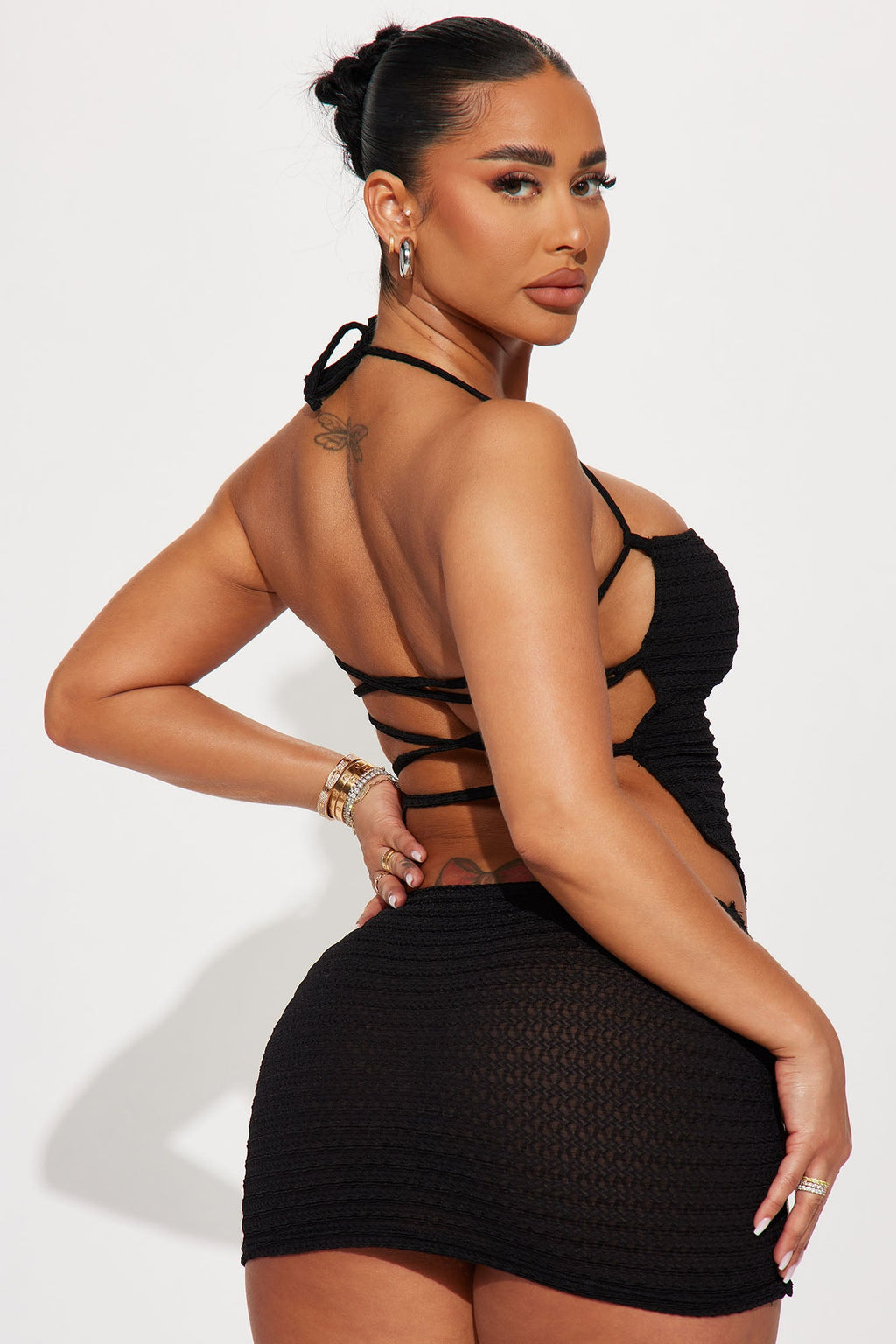 Stopping Traffic Micro Mini Skirt Set - Black