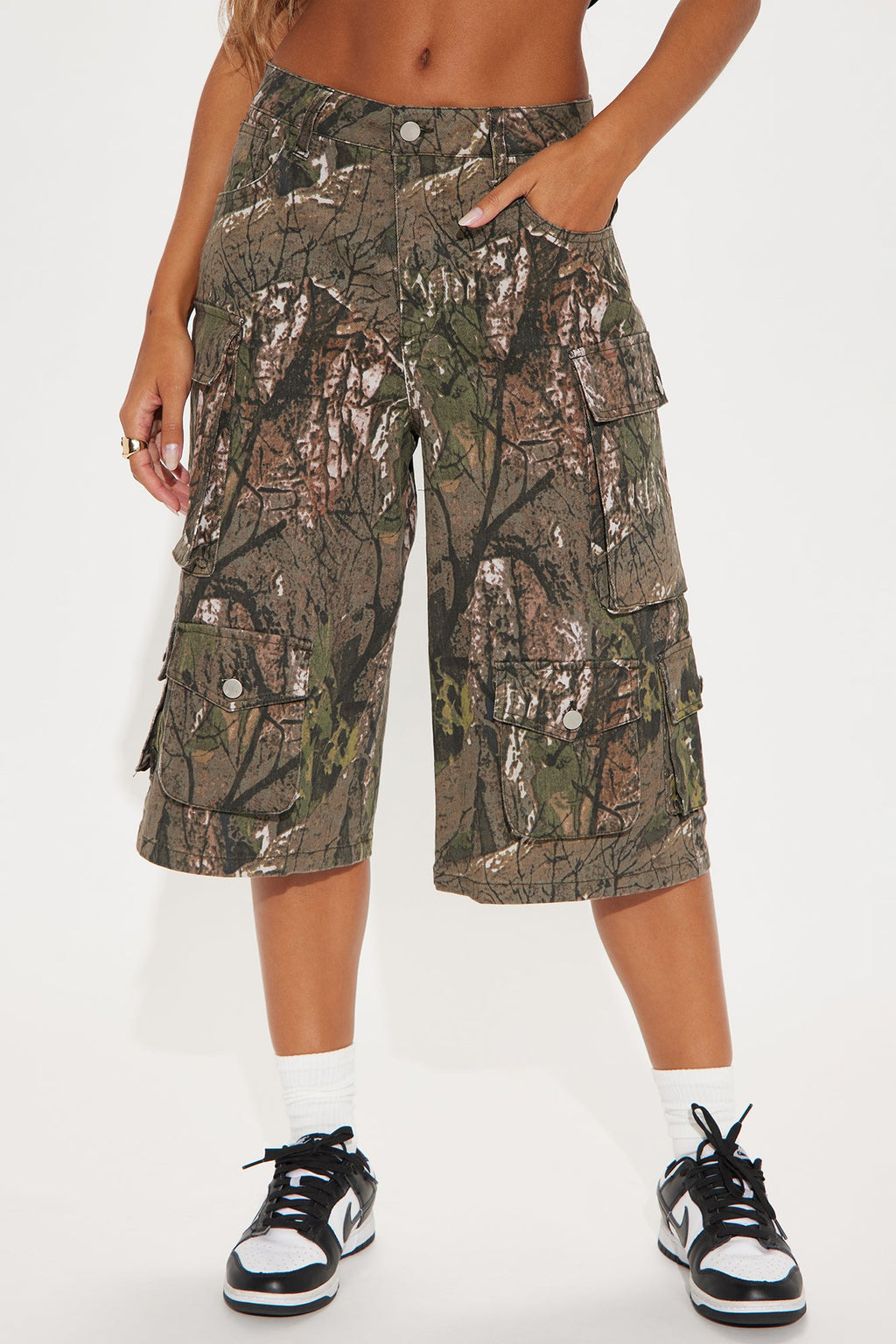 Scoping It Out Camo Stretch Denim Jorts - Camouflage