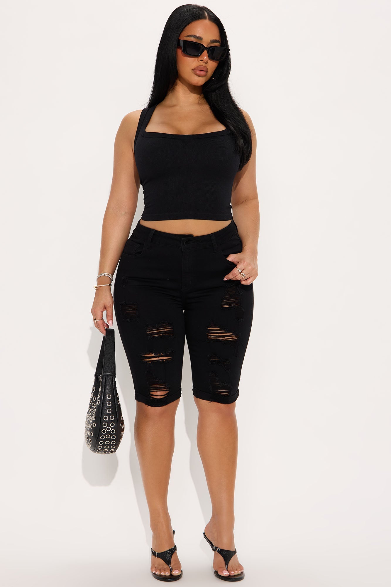 Next Time Around Denim Bermuda Shorts - Black