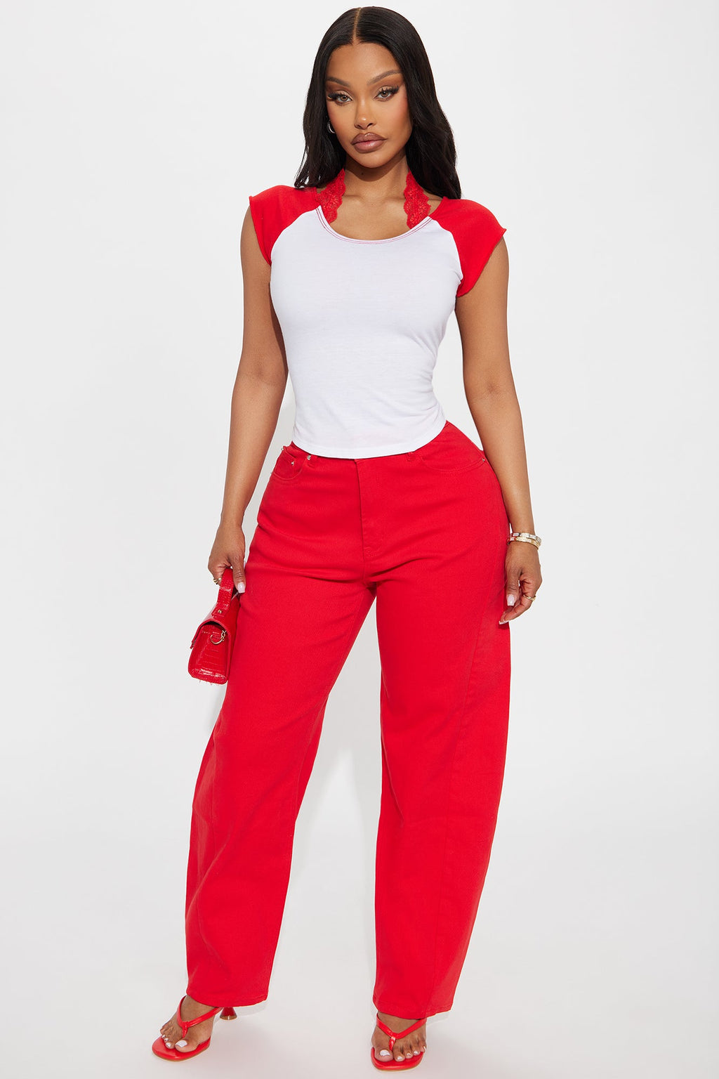 Taylor Double Layer Raglan Tee - Red/combo