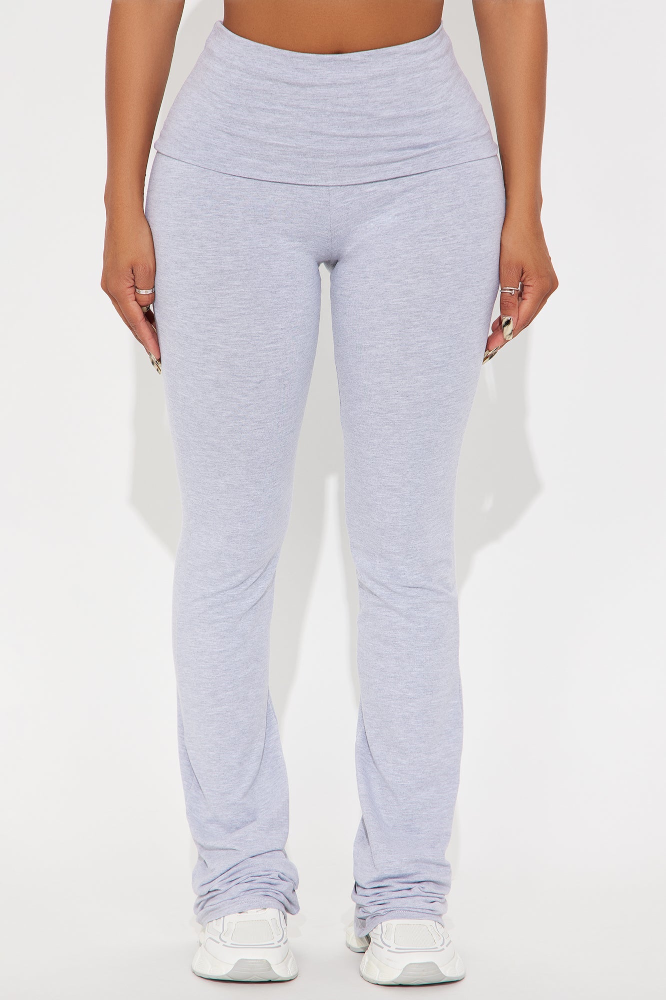 Tall Adriana Foldover Flare Pant - Heather Grey